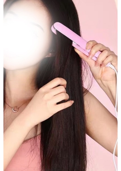 Pembe Mini Seyahat Saç Düzleştirici, Kolay Kullanımlı, Çantada Taşıma Uygun