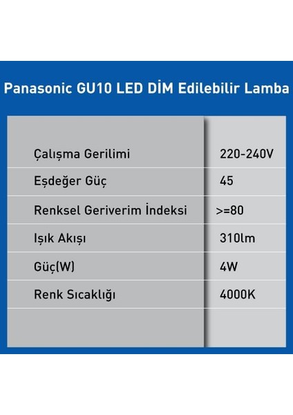 GU10 LED Dim Lamba 4W 310LM 4000K