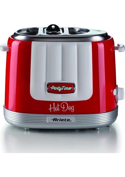 Party Time Hot Dog Makinesi Kırmızı 0206/00-650 Watt, 2 Sosis ve 2 Sandwich Ekmeğini Aynı Anda Hazırlama, 5 Farklı Kızartma Ayarı