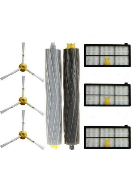 Roomba 800 900 Serisi Hepa Filtre,fırça Yedek Seti,roomba Robot Süpürge 800 850 851 860 865 866 870 871 876 880 885 890 900 960 960 966 990-YEDEK Hepa Filtre,fırça Yenileme Seti-8 Parça