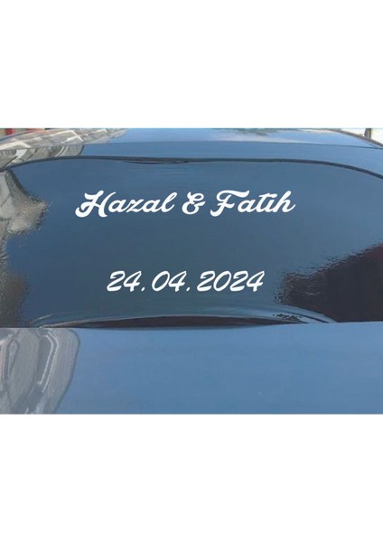 Gelin Arabası Sticker Dekoratif Isim ve Tarih Yazılı Özel Etiket modelleri