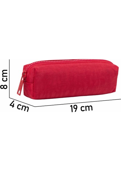01106 Kırmızı Suya Dayanıklı Krinkıl Kumaş Unisex Tek Bölmeli Kalemlik Kalem Kutusu fiyatları