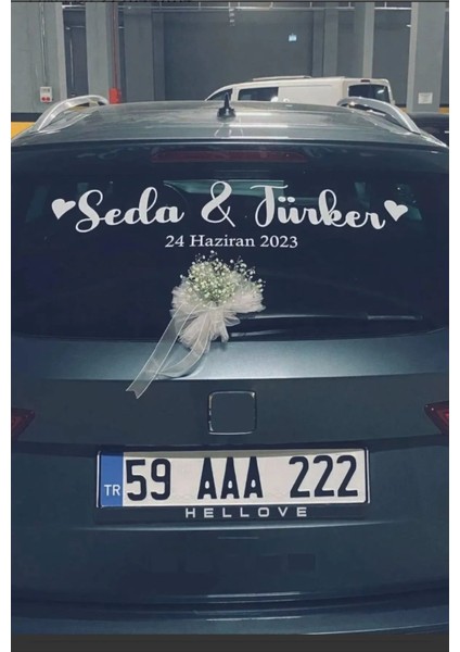 Gelin Arabası Sticker Süs Dekoratif Isim ve Tarih Sticker Bilgilerinizi Yazmayi Unutmayın!!