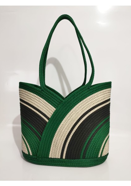 Beach, Handmade Yeşil El Çantası, El Yapımı Plaj Çantası, Kadın Tasarım Kol Çantası, Günlük Çanta