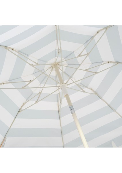 Yeşil Çizgili Kompakt Plaj Şemsiyesi, Hafif ve Pratik Güneş Koruyucu