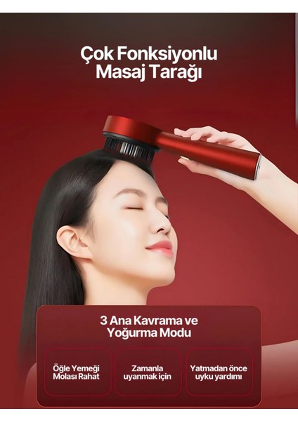 Kırmızı Işıkla Bakım Yağlı Saç Masaj Tarağı ve Güçlendirme Özelliği modelleri