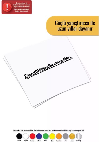 BYR002 Bismillahiramanirrahim Sticker Oto Motor Laptop Duvar Folyo Sticker 60X12 cm [efsngrck]