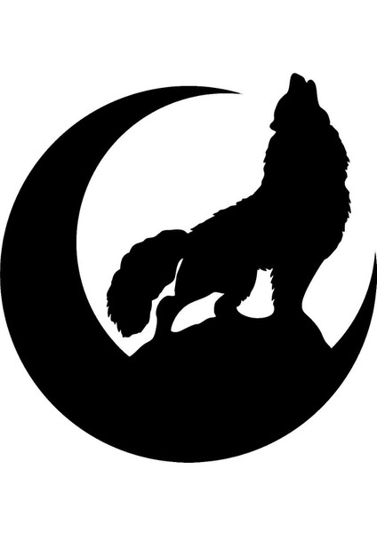 Hilal Içinde Bozkurt Sticker (Oto-Motor-Laptop-Duvar-Dekor) 20 x 20 cm