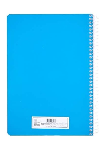 Pruva A4 Pet Spiralli Karton Kapaklı Defter 144 Yaprak - Kareli - Mavi