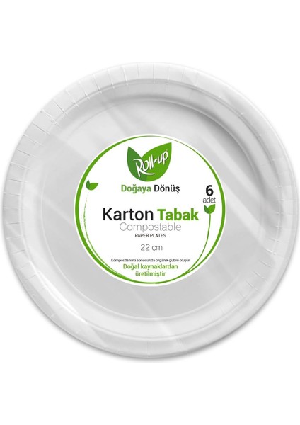 Doğaya Dönüşümlü Karton Tabak 22CM 6lı