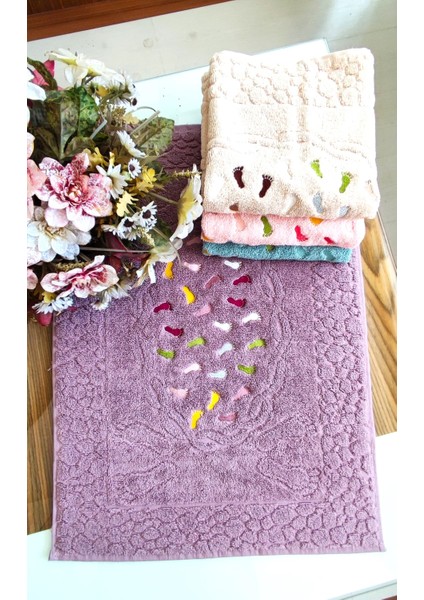 Annem (4.lü Set) 50X70CM. Çeyizlik %100 Pamuk Lüks Nakışlı Jakarlı Ayak Havlusu fırsatları