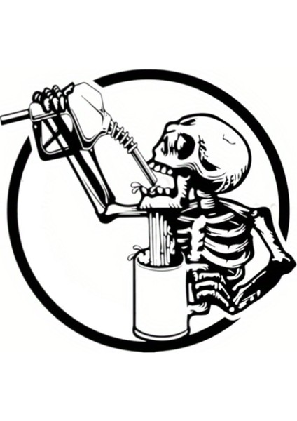 Mazot Içen Iskelet Depo Kapağı Sticker 13 x 12,5 cm