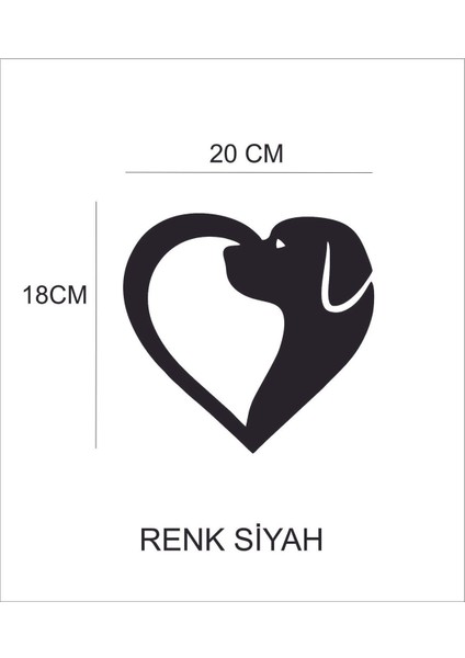Kalp Yarısı Köpek Oto Özel Yeni Sticker Siyah 20 x 18 cm
