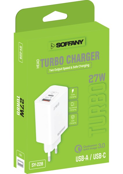 SY-228 Usb-A+Usb-C Turbo Şarj Başlığı fiyatları