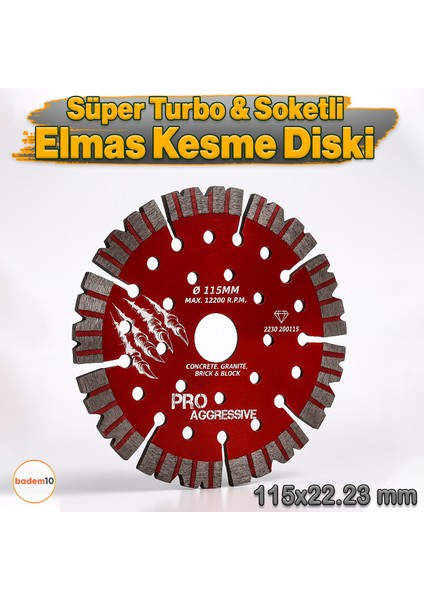 115X22.23 mm Turbo Segment Elmas Kesme Diski Avuç Taşlama Seramik Beton Granit Tuğla Blok Için Uygun