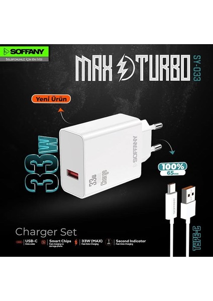 SY-033 Max Turbo 33W Şarj Cihazı