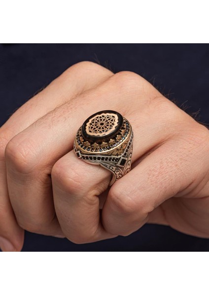 Sıkma Kehribar Taşlı 925 Erkek Gümüş Yüzük fırsatları