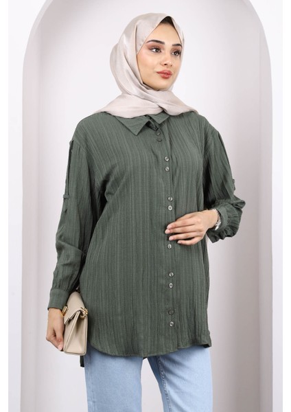 Haki Kol Detaylı Gömlek modelleri