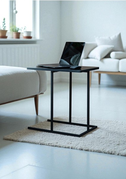 Dekoratif Siyah Metal Yan Sehpa Ahşap Raflı Koltuk Yanı Servis Sehpası Çok Amaçlı Zigon C Sehpa fiyatları