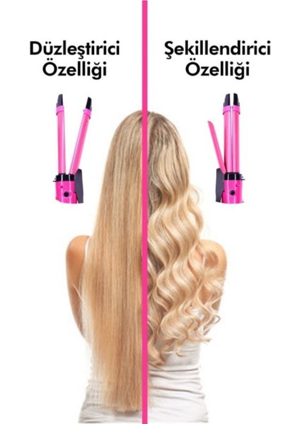 Pembe Seyahat Tipi Saç Düzleştirici ve Şekillendirici Tarak, Isıya Dayanıklı, Kompakt