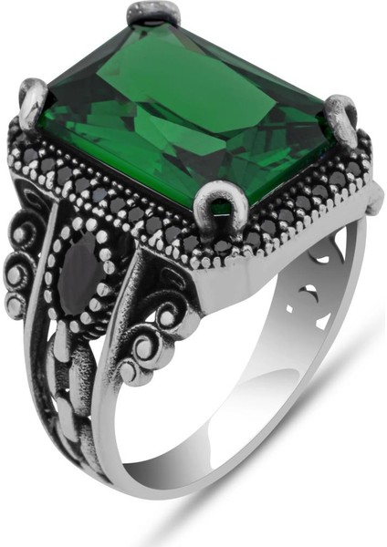 Yeşil Taşlı 925 Gümüş Serçe Parmak Erkek Yüzük fiyatları