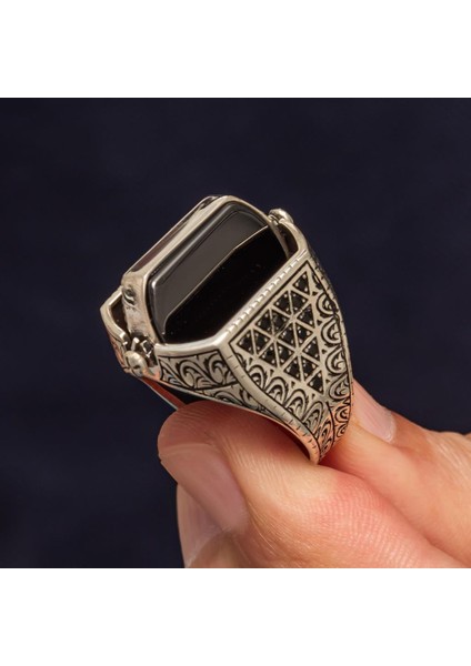 Hz. Süleyman Mührü Çift Taraflı 925 Erkek Gümüş Yüzük modelleri