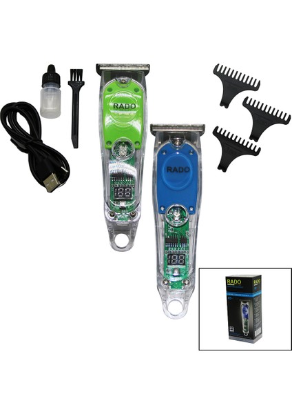 Şeff Gövde 2 Kademeli Turbo - LED Göstergeli USB Şarjli Saç Sakal Traş Makinesi RD-3706