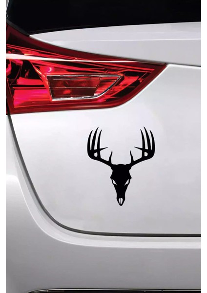 Boynuzlu Geyik Kafası Sticker Oto Motor Laptop Duvar Folyo Sticker 10 x 12 cm modelleri