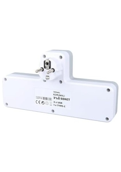 Korumalı Kablosuz Grup Priz, 3&apos;lü Priz, Usb, Type-C, 2500W, 250 Joule, 10A, Topraklı Termal Koruma, (Isıtıcılı Ürünler Için Uygun Değildir) fiyatları