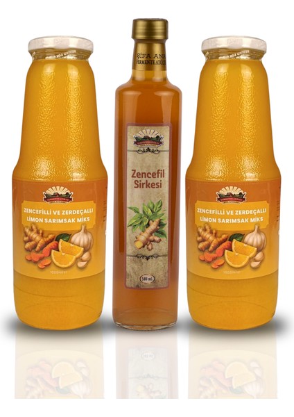 Şifaana 2 Adet Zencefilli ve Zerdeçallı Limon Sarımsak Kürü 1000 ml