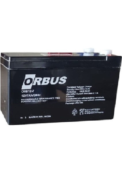 12V 7AH Amper Agm Jel Orbus Akü Ebatlar: 150X65X90MM