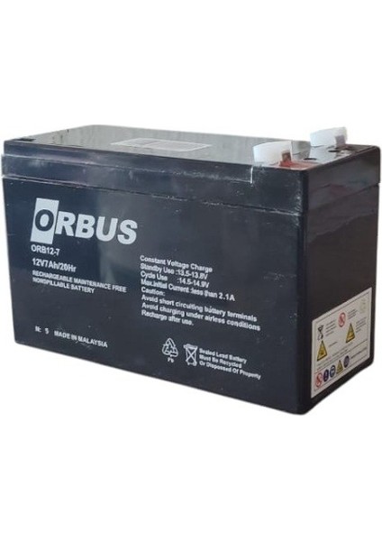 12V 7AH Amper Agm Jel Orbus Akü Ebatlar: 150X65X90MM modelleri