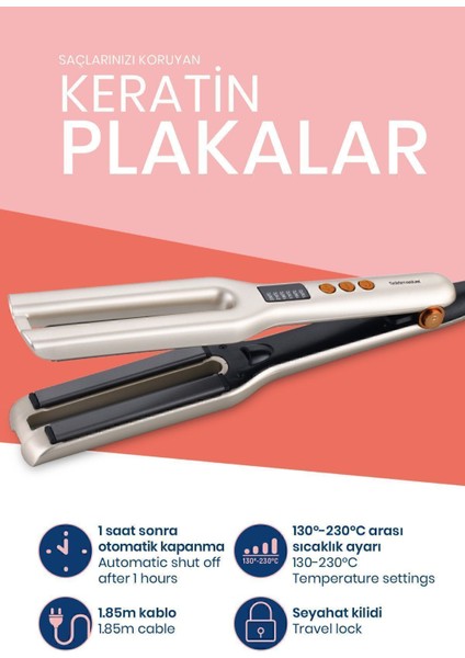 Dijital Ekranlı Çift Plakalı Seramik Iyonik Saç Düzleştirici, Şık ve Kullanışlı Siyah Renk