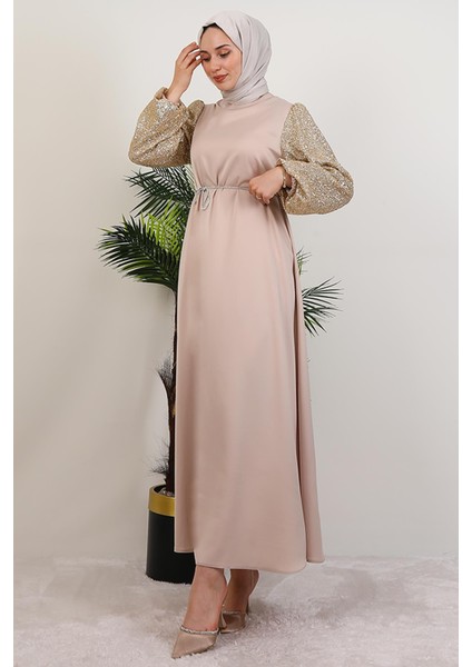 Kolu Desenli Elbise Gold fırsatları