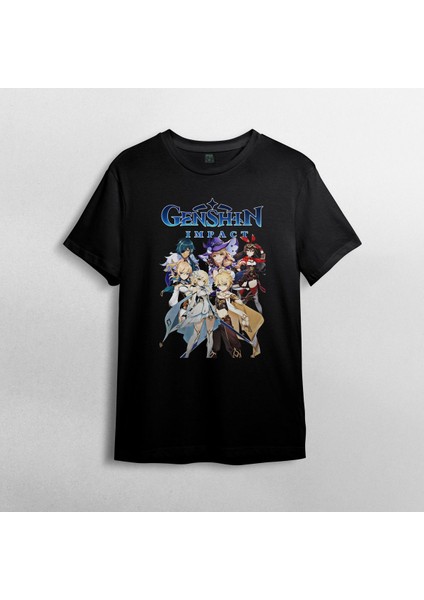 Genshin Impact %100 Pamuklu Bisiklet Yaka T-Shirt Model 1 fiyatları