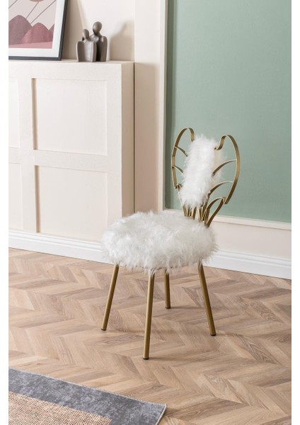 Gold Melek Sandalye Peluş Tasarım Sandalye Elektrostatik Gold