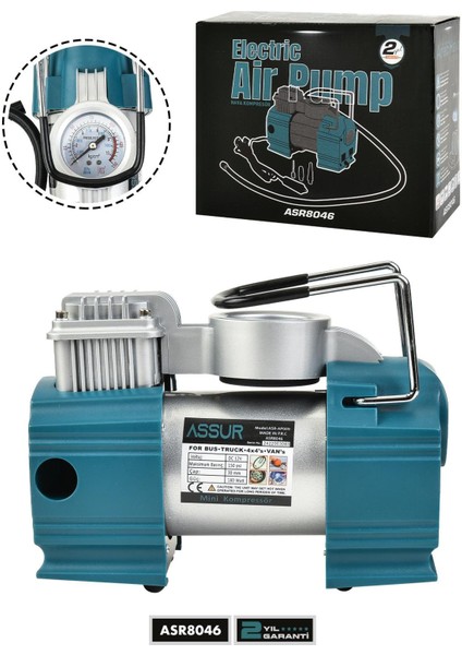 12V Çakmaklık Girişli 150 Psi Mini Hava Kompresörü