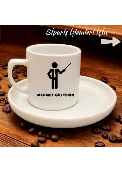 Öğretmenler Gününe Özel Harfli Özel Tasarım- Kişiye Özel Harfli Türk Kahve Fincanı