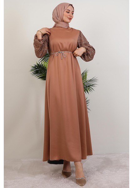 Kolu Desenli Elbise Sütlükahve fiyatları