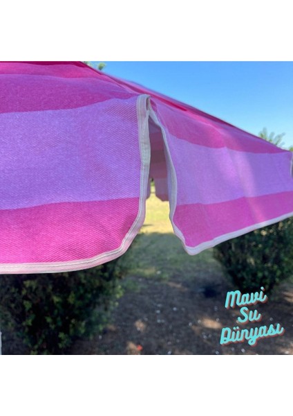 Pembe Pamuk Kumaşlı Denize Uygun 2 Metre Şemsiye, Bidon Dahil fiyatları