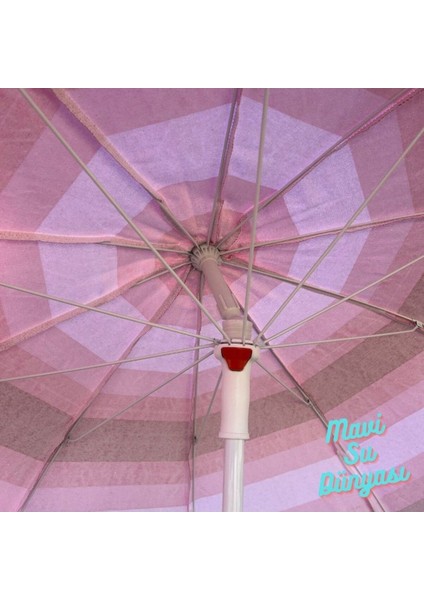 Pembe Pamuk Kumaşlı Denize Uygun 2 Metre Şemsiye, Bidon Dahil modelleri