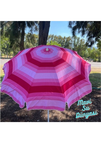 Pembe Pamuk Kumaşlı Denize Uygun 2 Metre Şemsiye, Bidon Dahil indirimleri