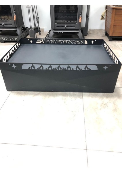 FS-107-A Alev Desenli Lazer Kesim 60*90 Odunluklu Soba Altlığı