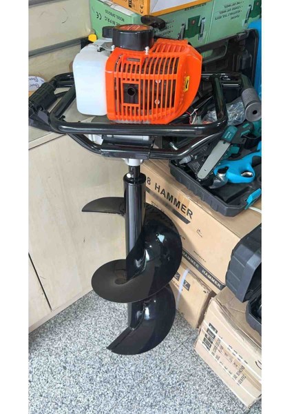 30 cm Çaplı Benzinli Toprak Burgu Makinesi Çukur Açma Delme Ipli Burgu Ucu Dahildir