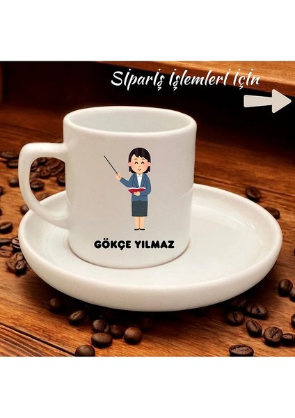 Öğretmenler Gününe Özel Harfli Özel Tasarım- Kişiye Özel Harfli Türk Kahve Fincanı fiyatları