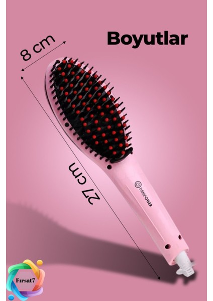 Pembe Elektrikli Saç Düzleştirici ve Kurutma Tarağı