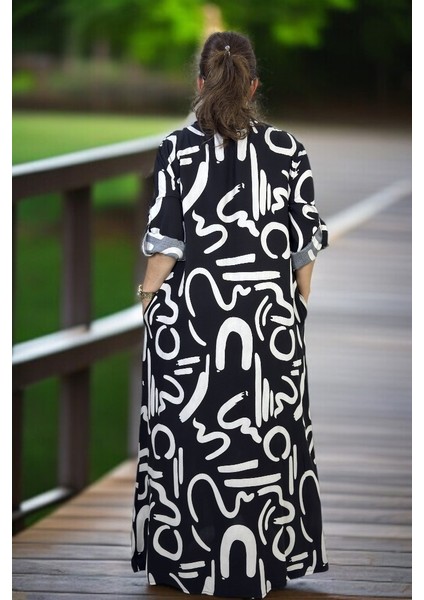 Önden Boydan Düğmeli Figür Baskılı Gömlek Yaka Tiril Tiril Pamuklu Viskon Büyük Beden Yazlık Elbise 54-56 fiyatları