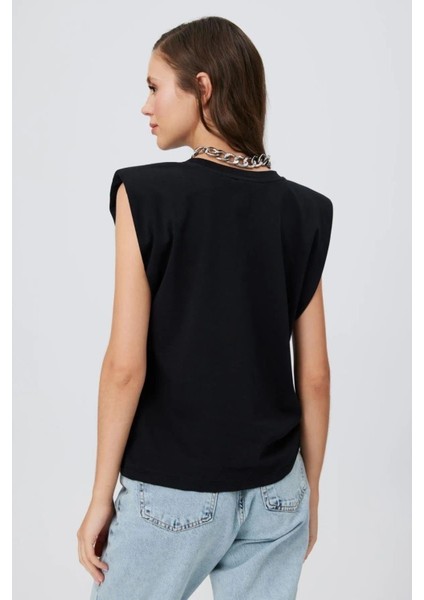 x Serüven Kadın %100 Organik Pamuk Beyaz Omuz Vatkalı Kolsuz T-Shirt modelleri