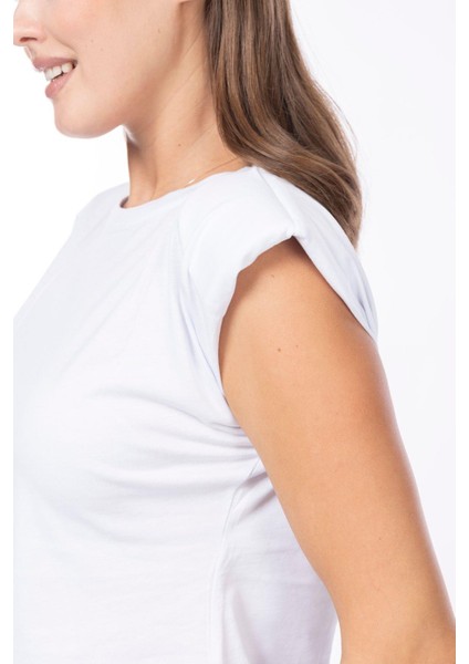 Kadın %100 Organik Pamuk Beyaz Omuz Vatkalı Kolsuz T-Shirt fırsatları