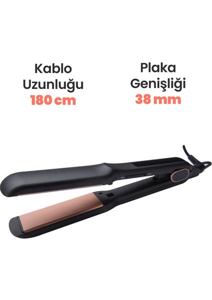 Geniş Plakalı Sıcaklık Ayarlı Saç Düzleştirici ve Şekillendirici Siyah modelleri